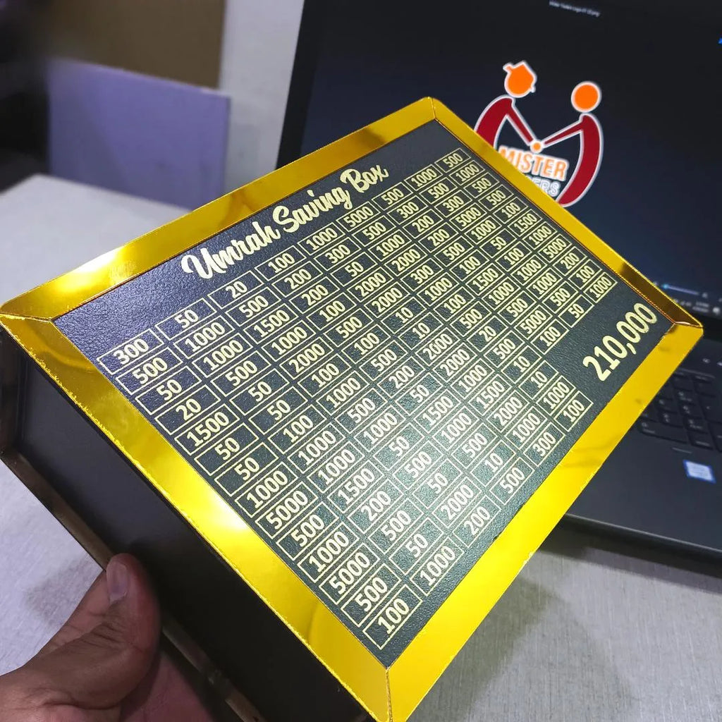 Umrah Saving Box Golden Black I Umrah Box I Umrah Gift Box I Umrah Money Box I 280 Days Plan